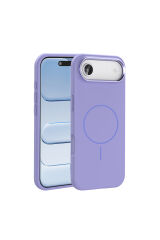 iPhone 17 Air Kılıf M-Safe Şarj Özellikli Metal Kamera Çerçeveli Zore Edi Silikon Kapak - Rose Gold Lacivert
