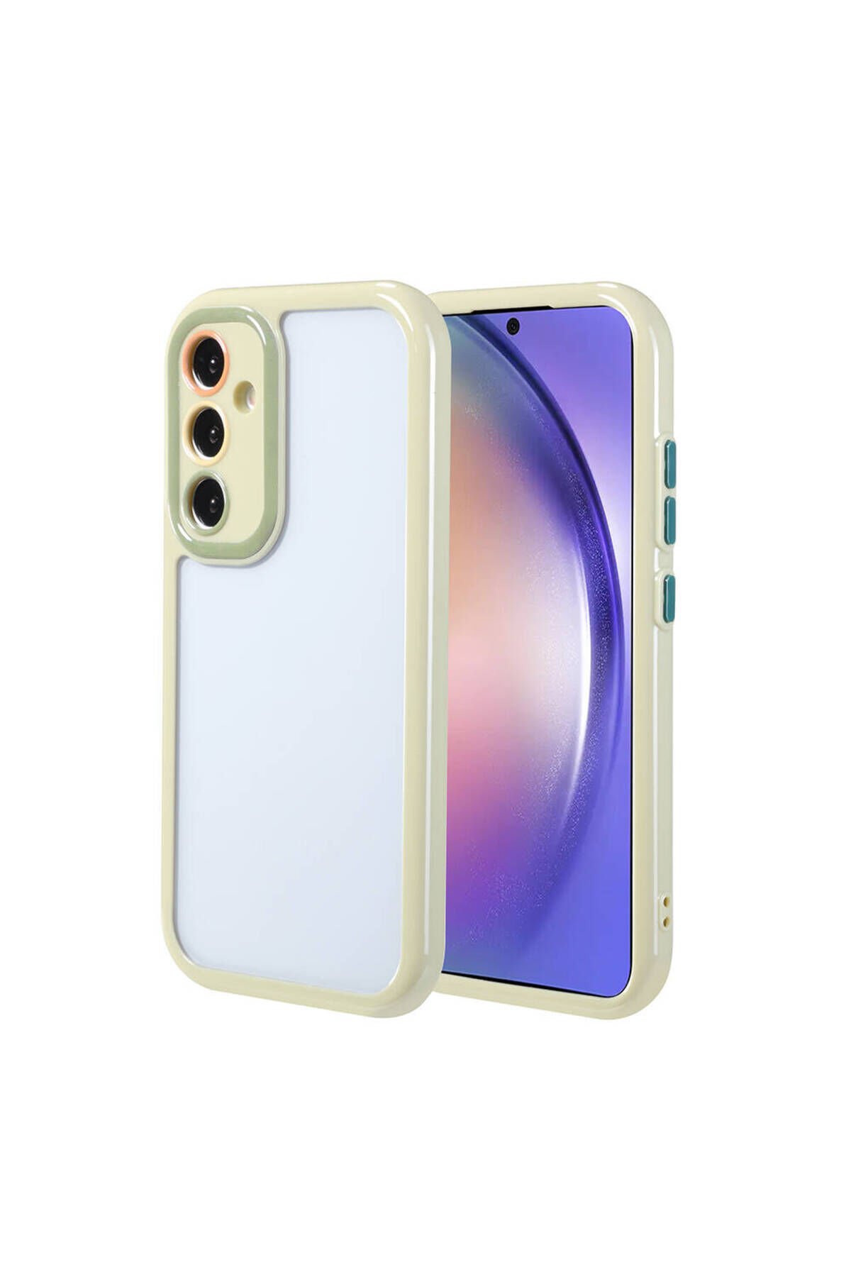 Galaxy A54 Kılıf Kamera Korumalı Renkli Kenar ve Çerçeve Tasarımlı BSAY Vitamin Kapak-Yeşil Yeşil