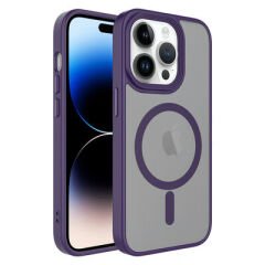 iPhone 14 Pro Max Kılıf Mat Arka Yüzey Wireless Şarj Özellikli Zore Flet M-safe Kılıf Siyah