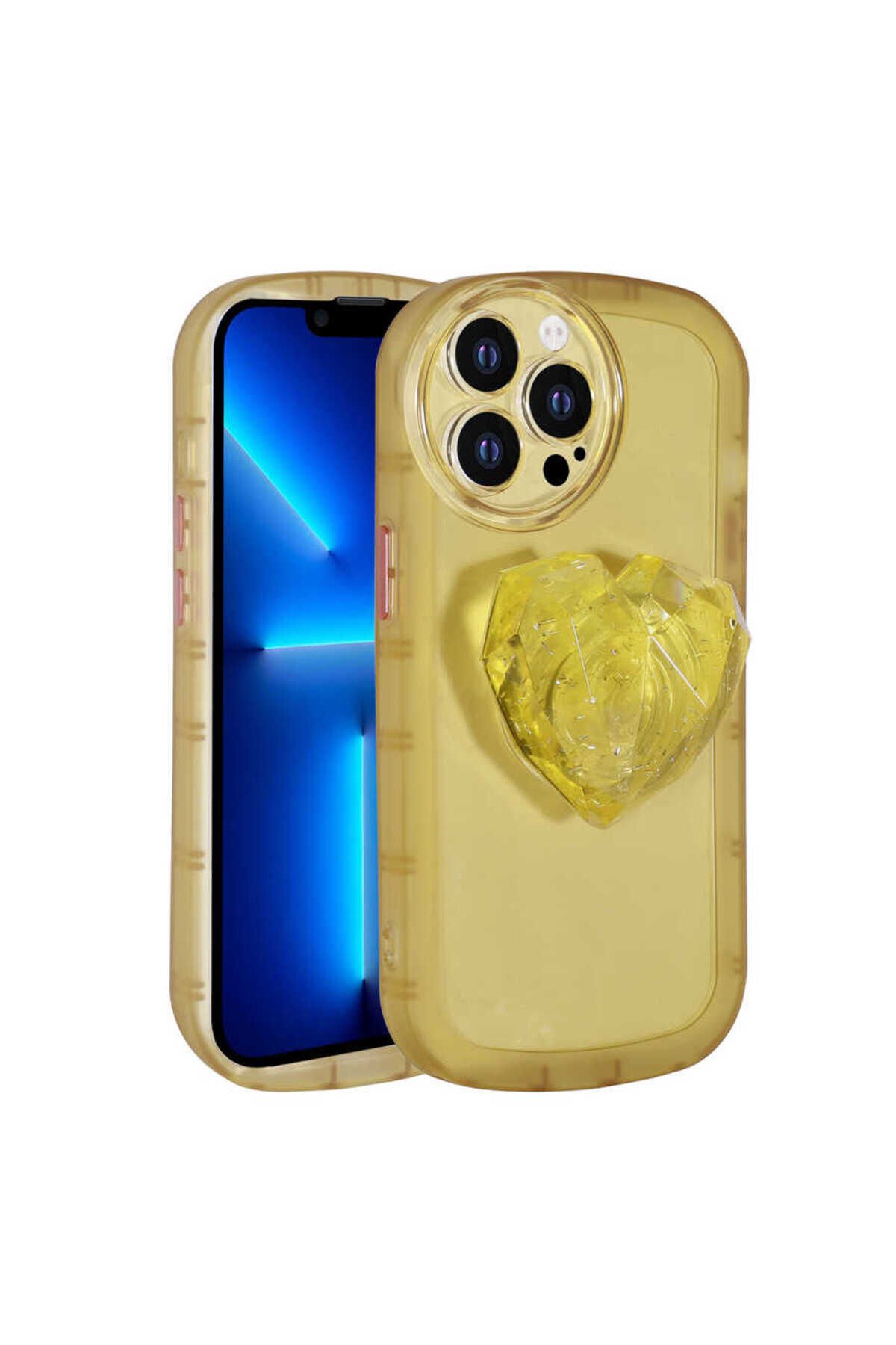 iPhone 12 Pro Max Uyumlu Kamera Korumalı Pop Soketli Renkli BSAY Ofro Kılıf-Sarı
