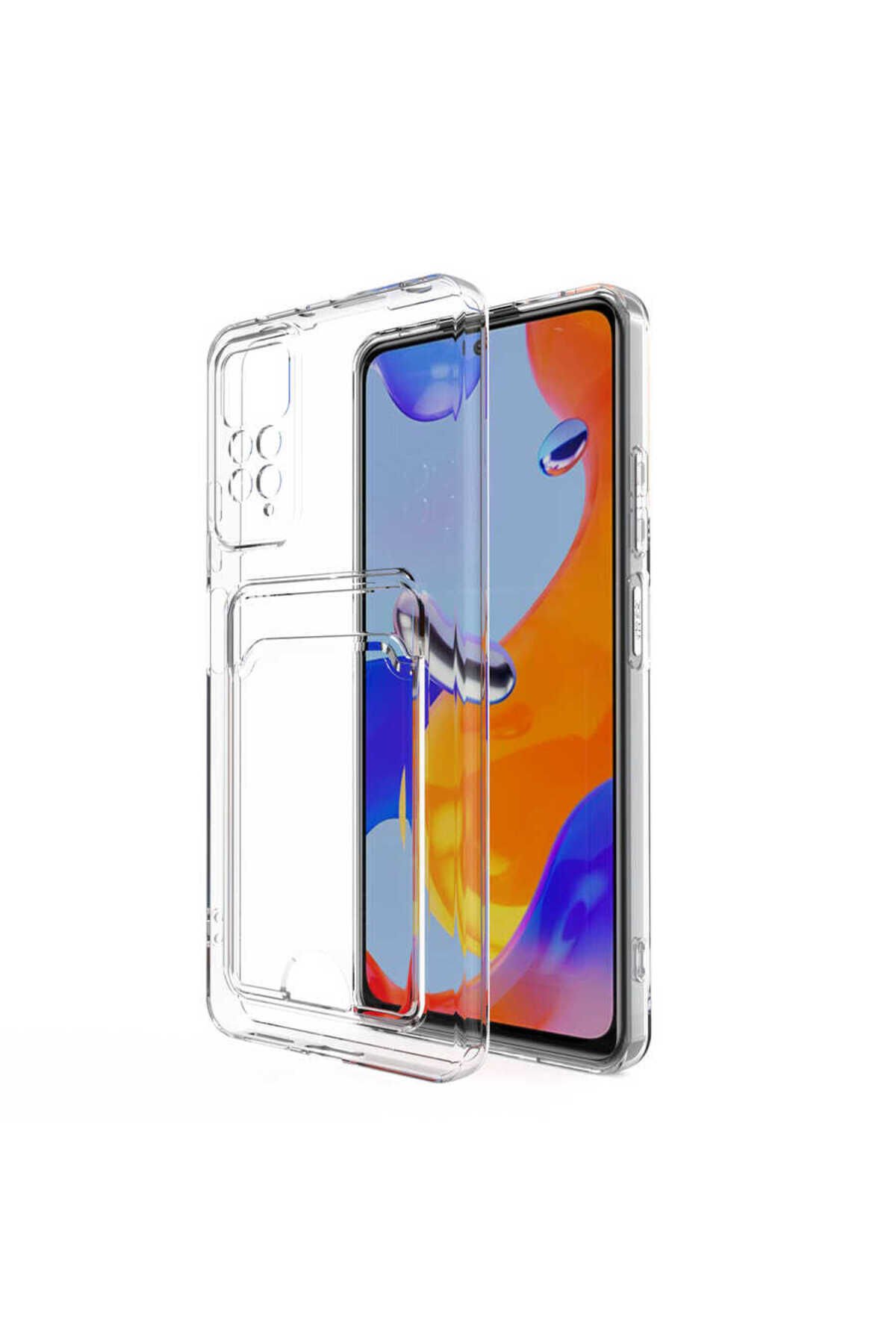 Redmi Note 11S Global Kılıf Kartlıklı Şeffaf BSAY Setra Clear Silikon Kapak - Renksiz
