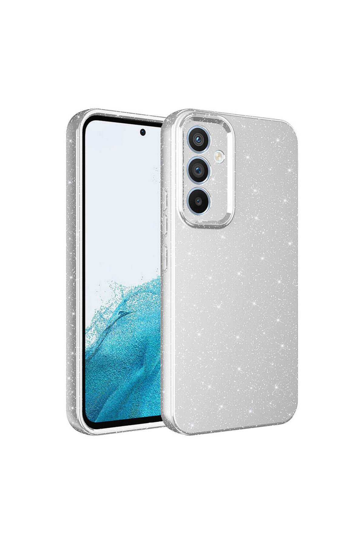Galaxy A35 Kılıf Kamera Korumalı Simli Lüks BSAY Koton Kapak - Mor Pembe