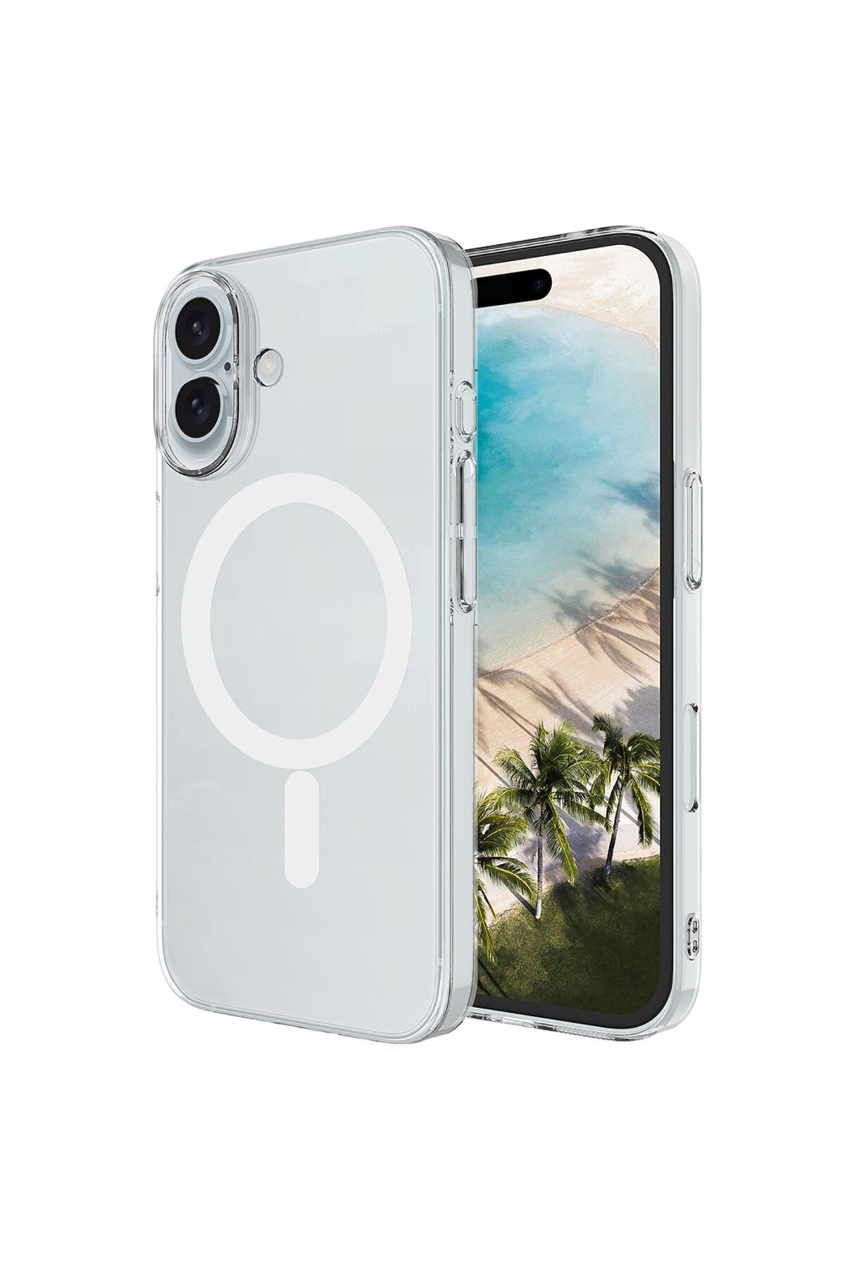 iPhone 17 Kılıf M-safe Şarj Özellikli Şeffaf Kamera Çerçeveli Porto Kapak - Şeffaf