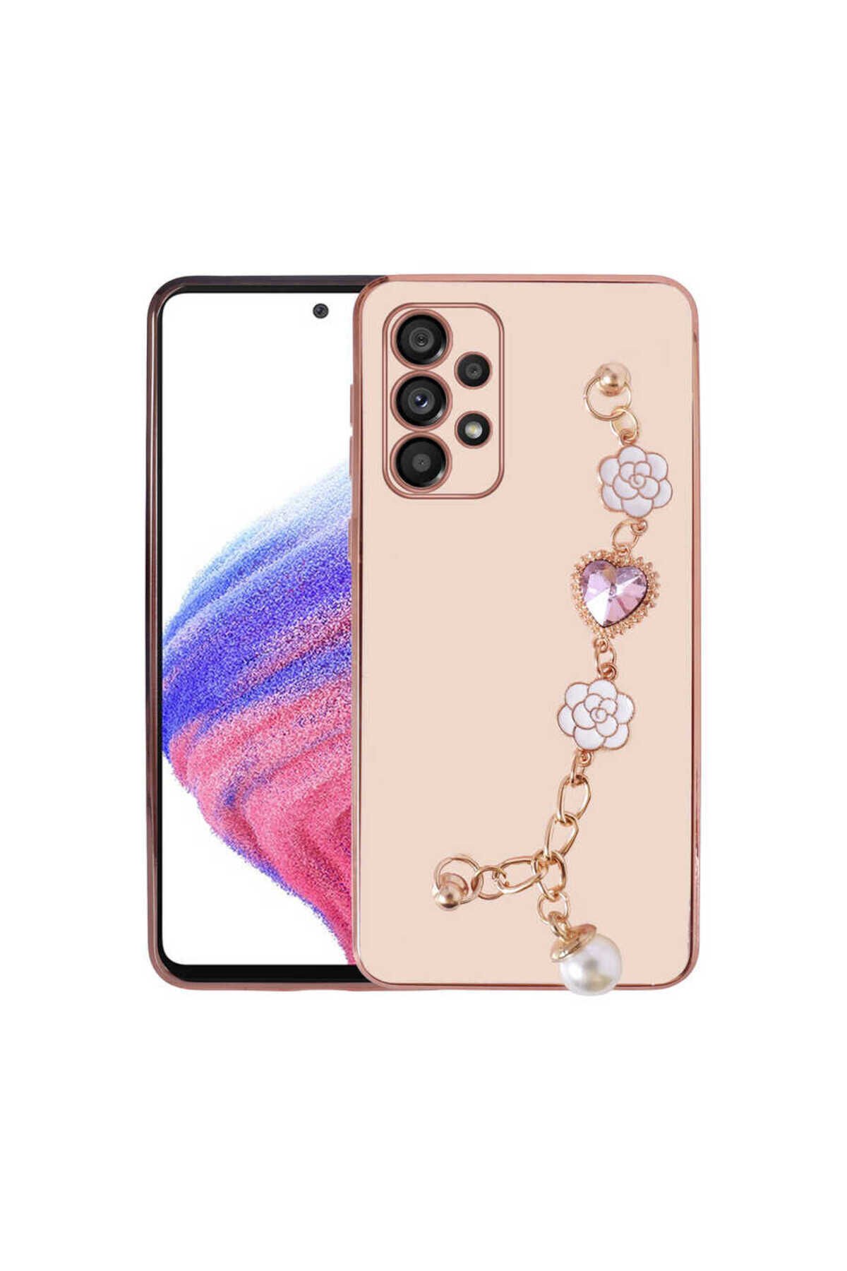 Galaxy A13 4G Kılıf El Tutamaçlı Kamera Korumalı BSAY Taka Silikon Kapak - Beyaz Siyah