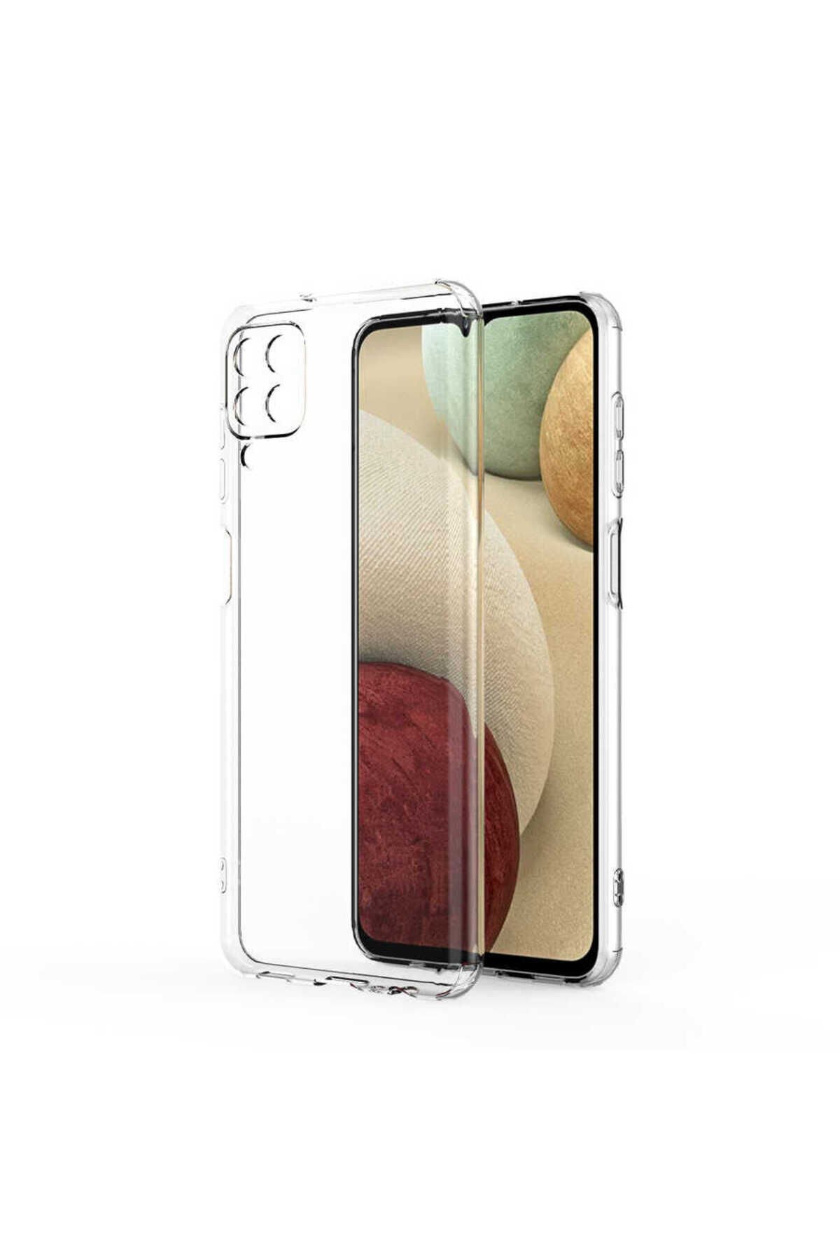 Galaxy A12 Kılıf Kamera Korumalı Süper Silikon Kapak - Renksiz Renksiz