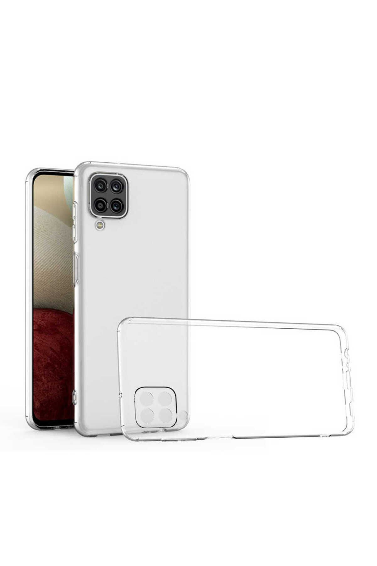Galaxy A12 Kılıf Kamera Korumalı Süper Silikon Kapak - Renksiz Renksiz