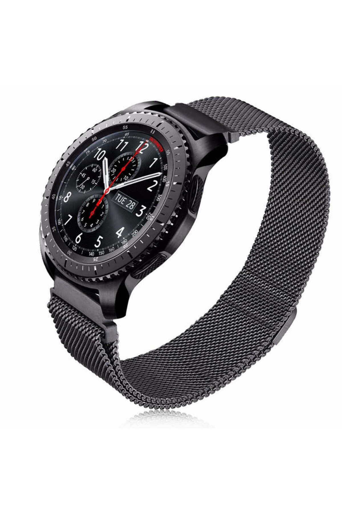 Gear S3 (22mm) Uyumlu KRD-12 Metal BSAY Kordon-Gümüş Gri
