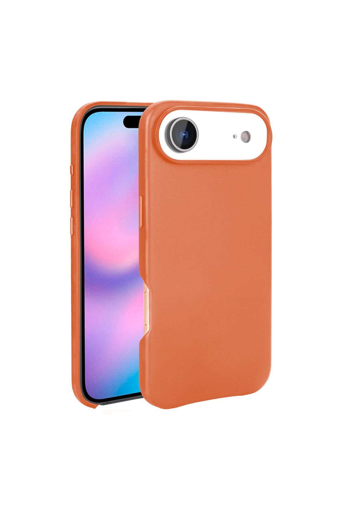 iPhone 17 Air Kılıf M-safe Şarj Özellikli PU Deri Görünümlü BSAY Kupra Kapak - Turuncu Turuncu