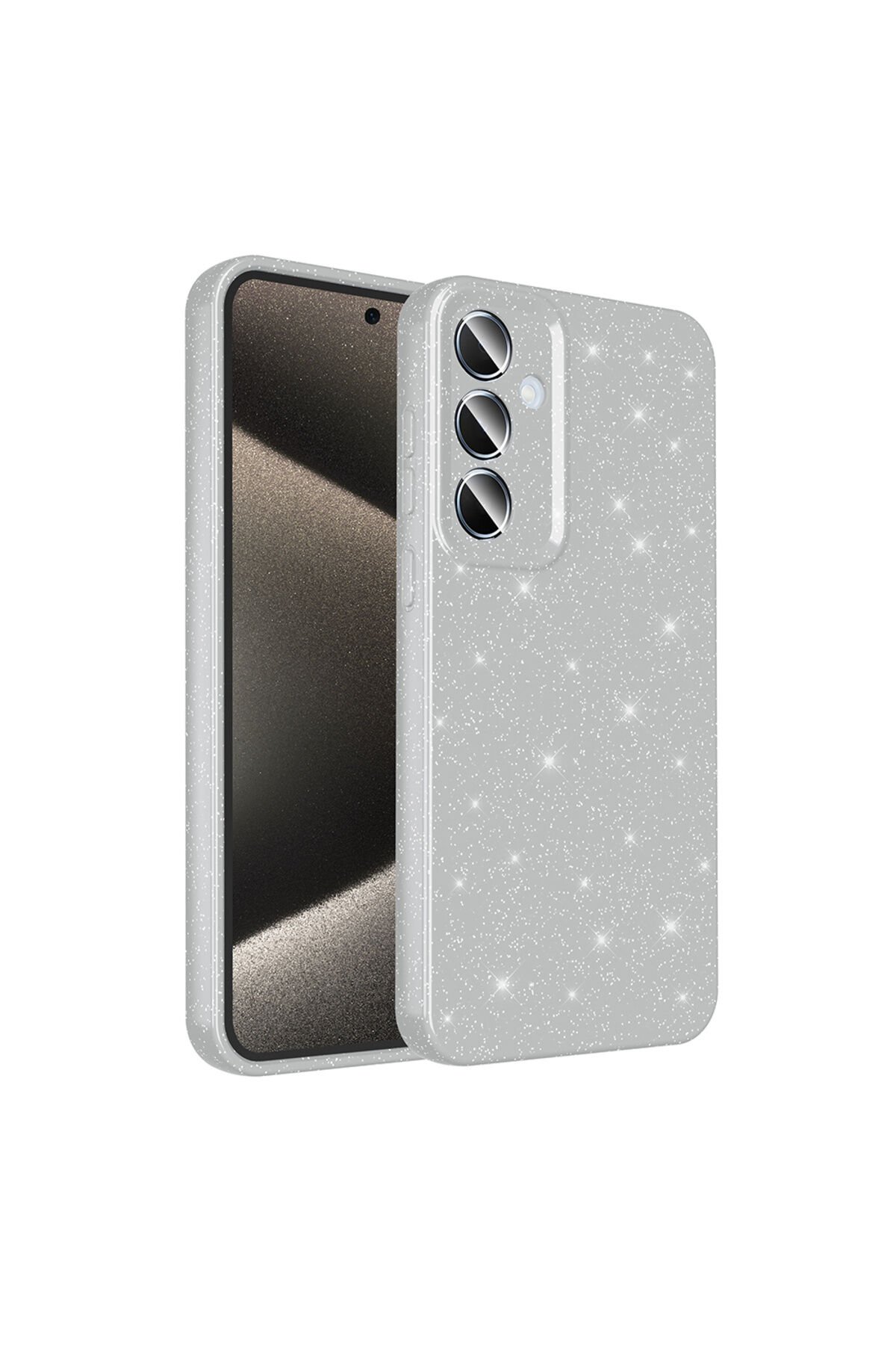 Galaxy A35 Kılıf Kamera Korumalı Simli Lüks Koton Kapak - Beyaz Beyaz