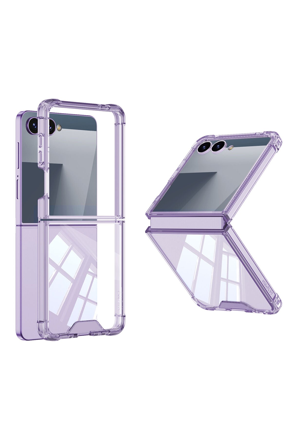 Galaxy Z Flip 7 Kılıf BSAY Full Camlı Kıpta Kapak - Mor