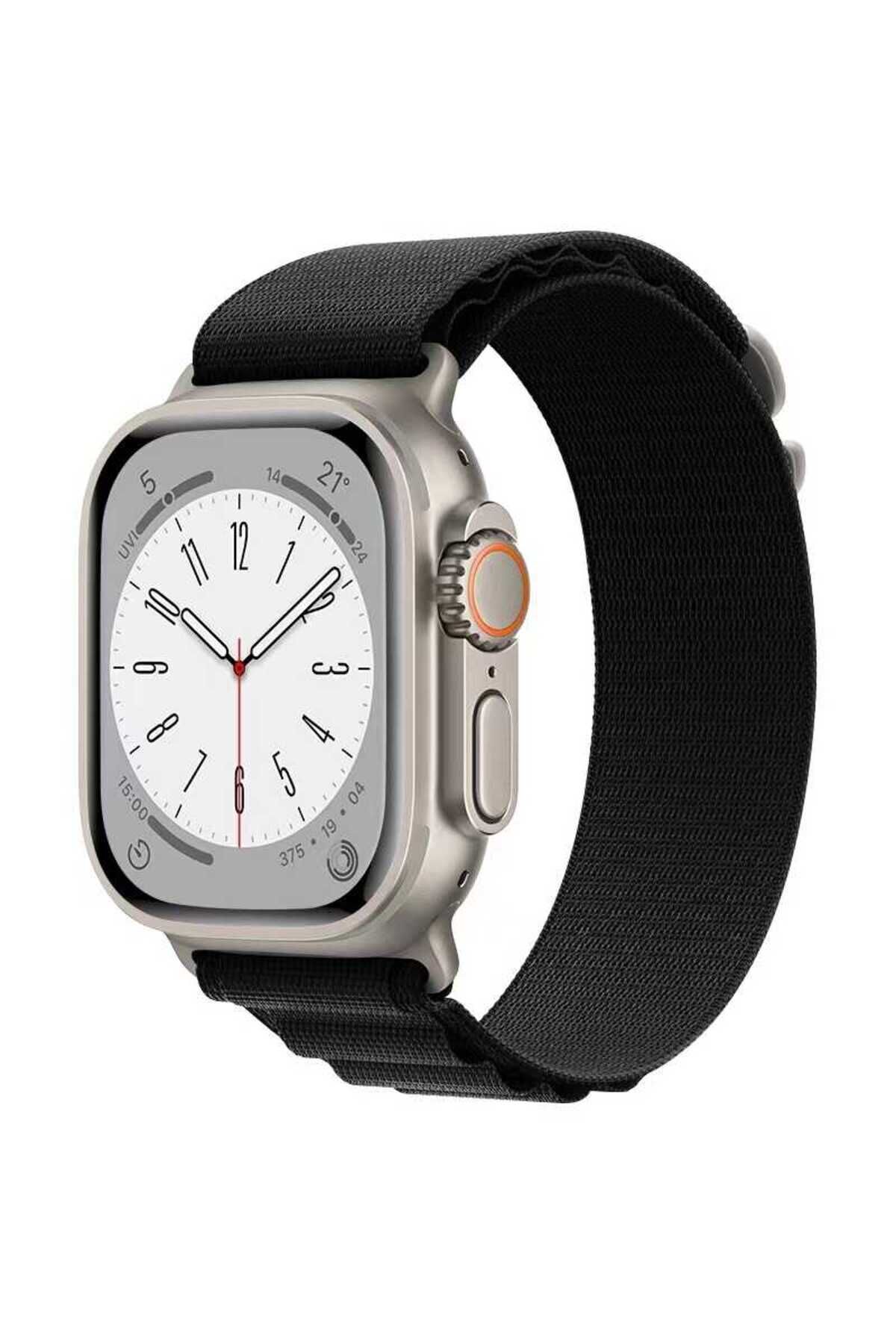 Watch 7 45mm Uyumlu KRD-74 Hasır BSAY Kordon-Mor Siyah