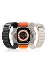 Watch 7 45mm Uyumlu KRD-74 Hasır BSAY Kordon-Mor Siyah