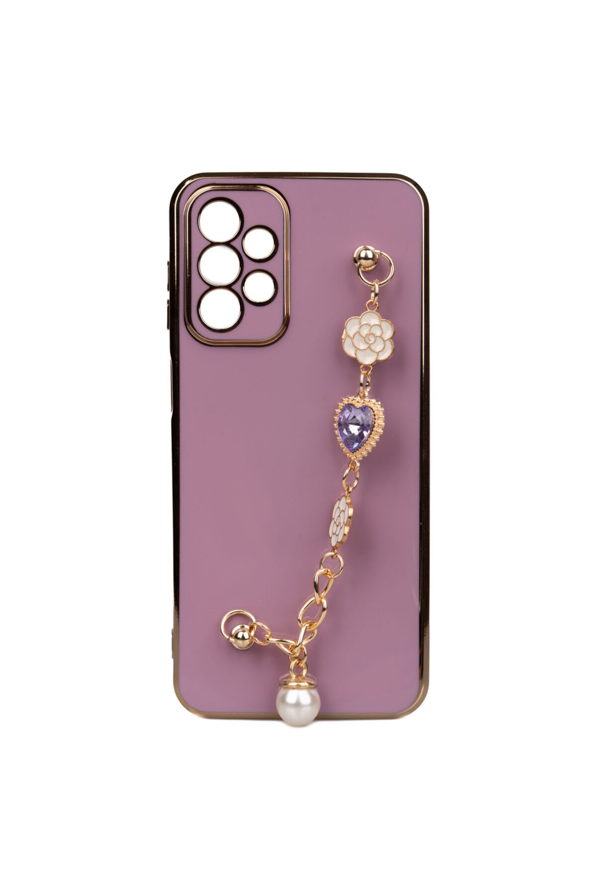 Galaxy A23 Kılıf El Tutamaçlı Kamera Korumalı BSAY Taka Silikon Kapak - Mor Mor