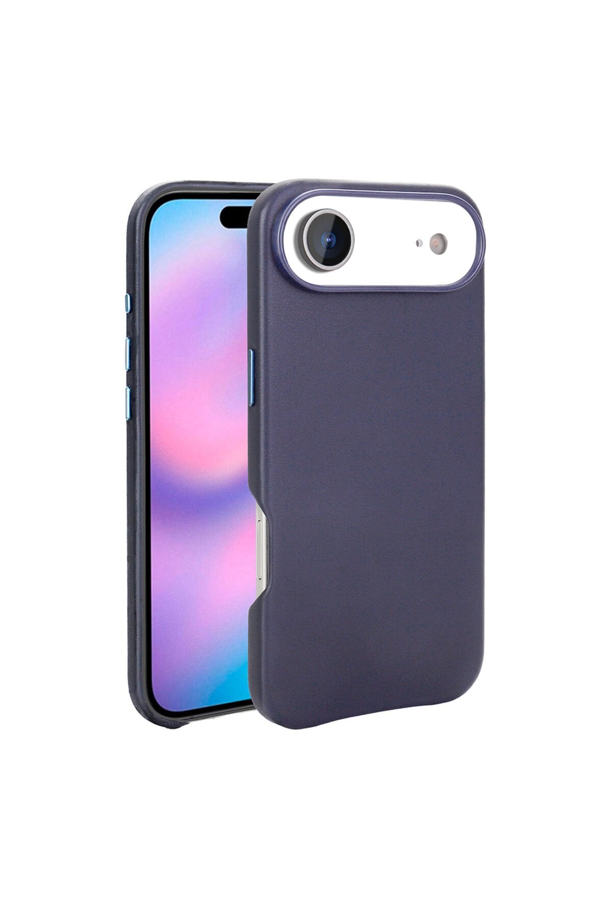 iPhone 17 Air Kılıf M-safe Şarj Özellikli PU Deri Görünümlü ASMA Kupra Kapak - Gri Gri