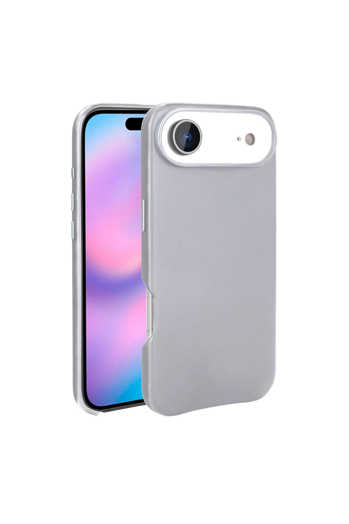 iPhone 17 Air Kılıf M-safe Şarj Özellikli PU Deri Görünümlü ASMA Kupra Kapak - Gri Gri