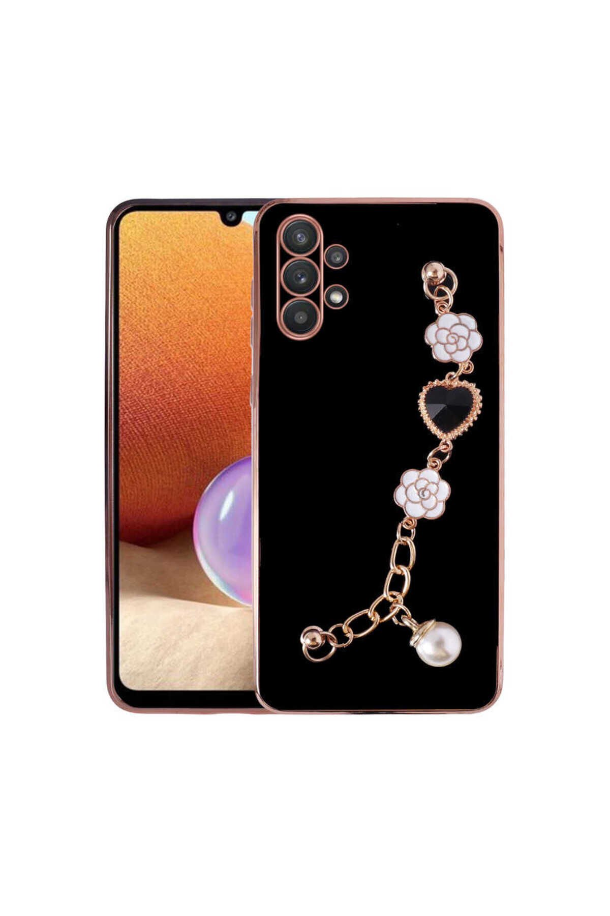 Galaxy A32 4G Kılıf El Tutamaçlı Kamera Korumalı BSAY Taka Silikon Kapak - Siyah Siyah