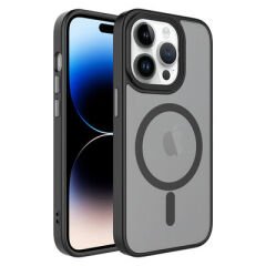 iPhone 13 Pro Max Kılıf Mat Arka Yüzey Wireless Şarj Özellikli Zore Flet M-safe Kılıf