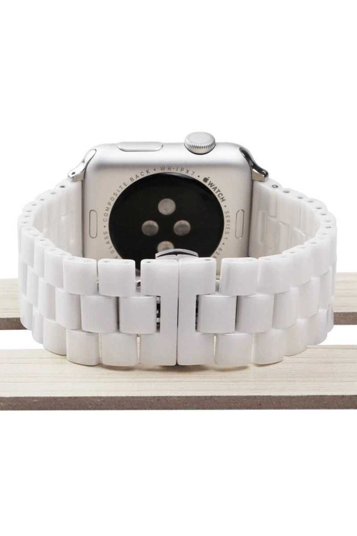 Watch 42mm Uyumlu KRD-15 Metal BSAY Kordon-Beyaz Beyaz