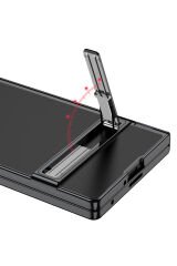 Galaxy Z Fold 7 Kılıf Kamera Korumalı Şeffaf Tasarımlı Lego Standlı Kapak - Gümüş