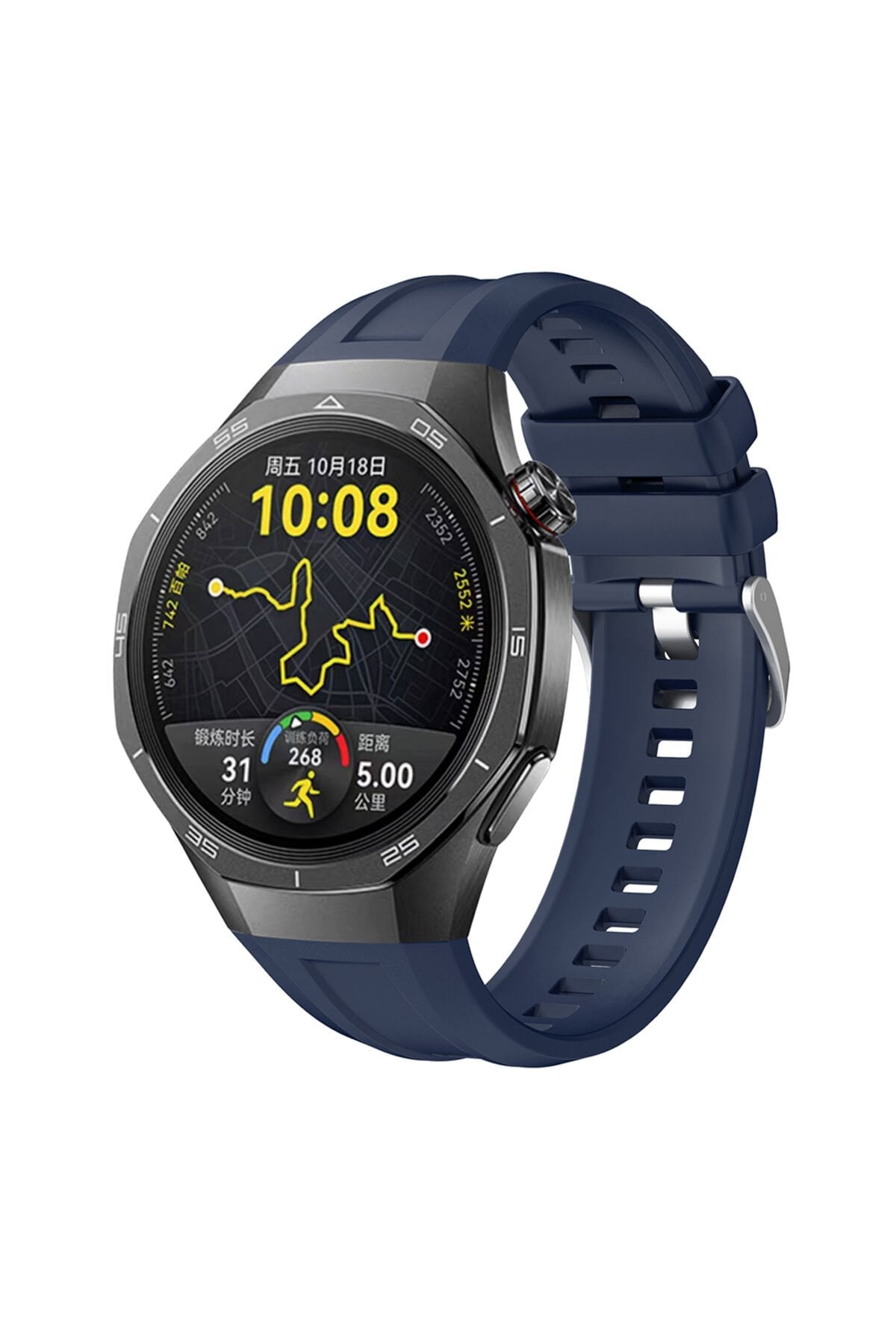 Huawei Watch GT5 Pro 46mm Uyumlu ZPRB KRD-130 Silikon Kordon Strap Kayış-Siyah Lacivert