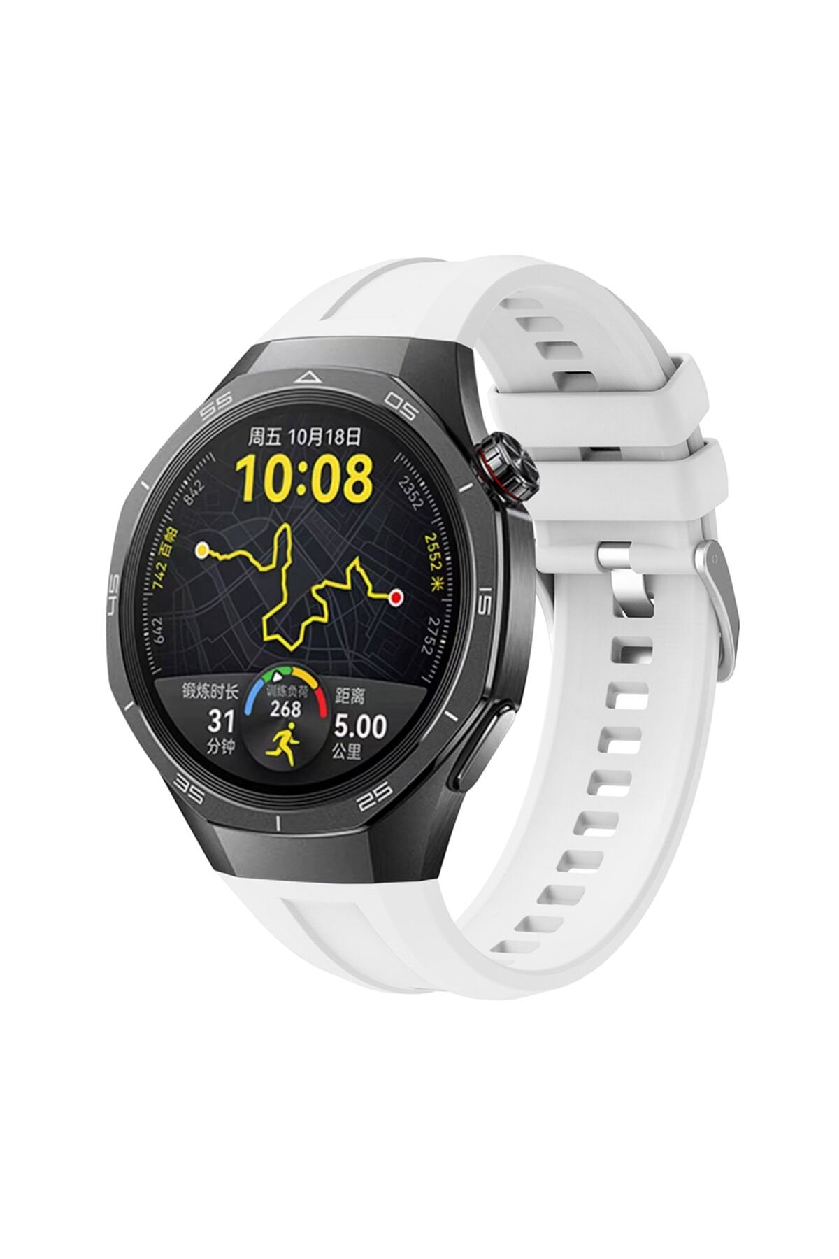 Huawei Watch GT5 Pro 46mm Uyumlu ZPRB KRD-130 Silikon Kordon Strap Kayış-Siyah Beyaz