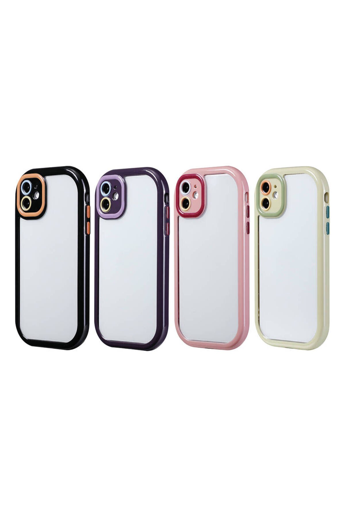 iPhone 11 Kılıf Kamera Korumalı Renkli Kenar ve Çerçeve Tasarımlı BSAY Vitamin Kapak-Derin Mor Derin Mor