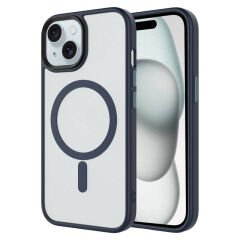 iPhone 13 Kılıf Mat Arka Yüzey Wireless Şarj Özellikli Zore Flet M-safe Kılıf Siyah