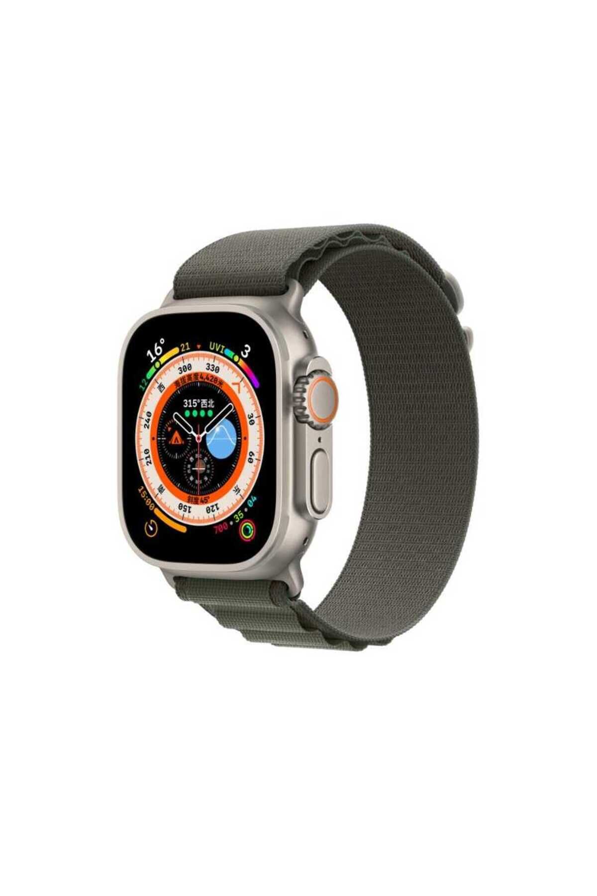 Watch Ultra 49mm Uyumlu KRD-74 Hasır BSAY Kordon-Siyah Siyah