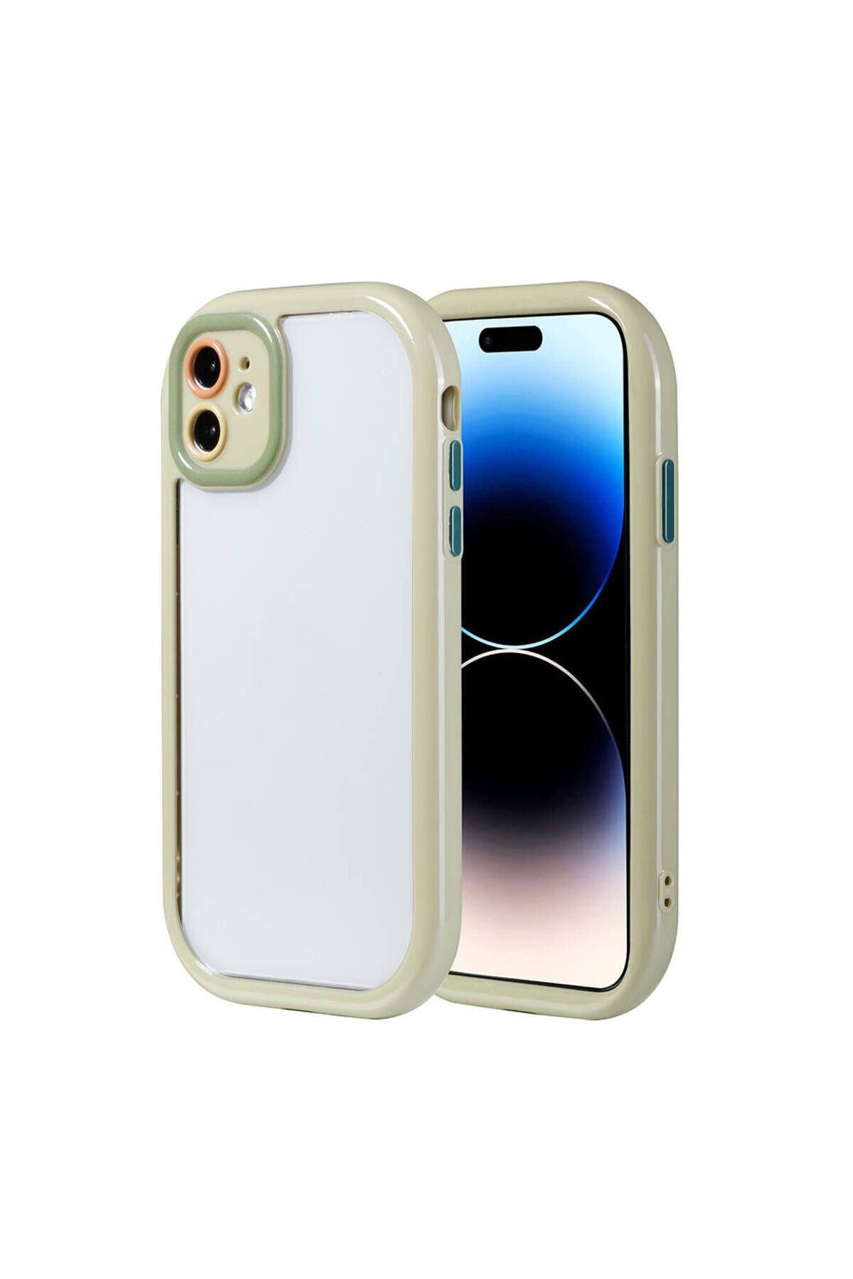 iPhone 11 Kılıf Kamera Korumalı Renkli Kenar ve Çerçeve Tasarımlı BSAY Vitamin Kapak-Derin Mor Yeşil