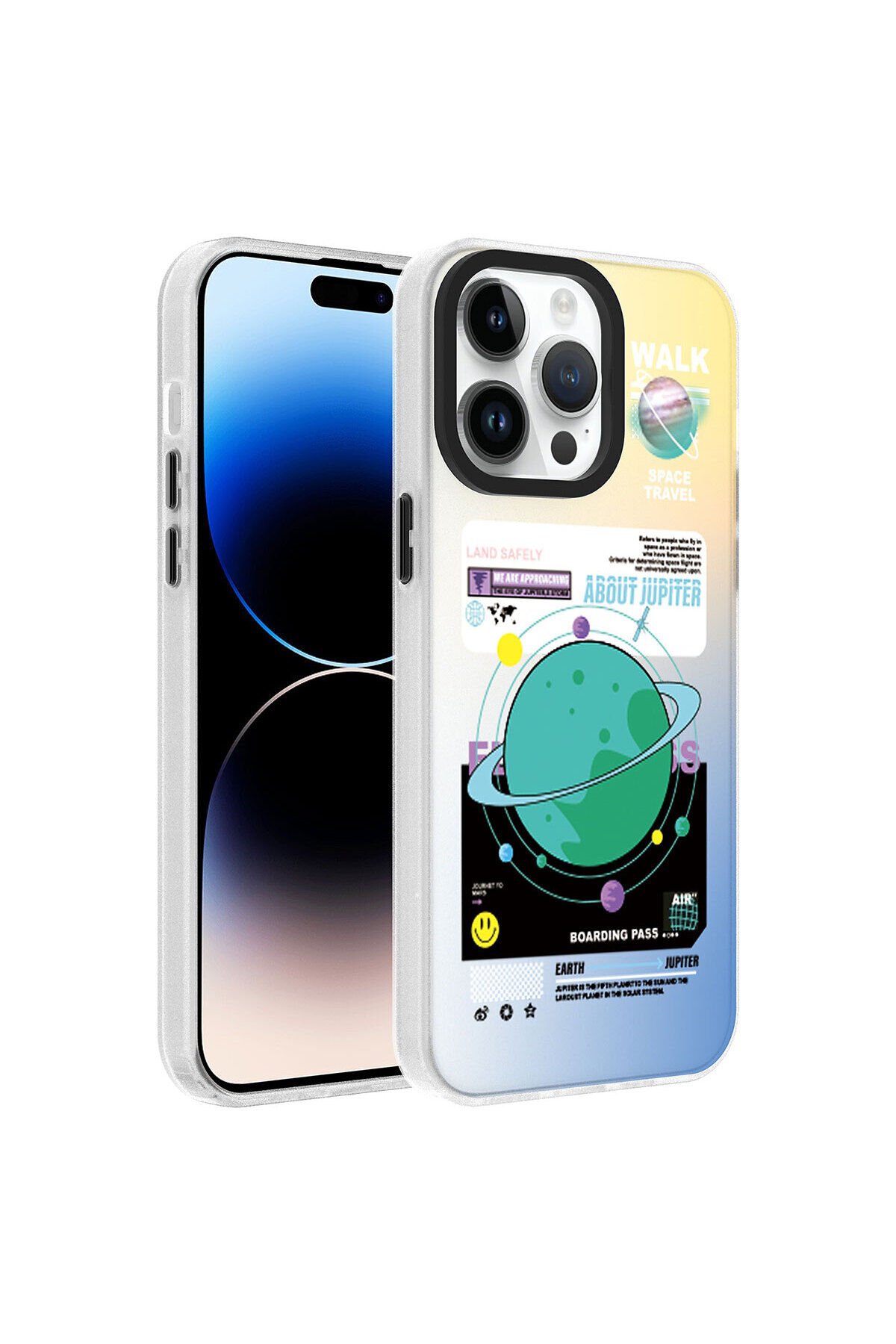 iPhone 14 Pro Max Uyumlu Desenli BSAY Dragon Sert Kılıf-Seyahat Gezegen