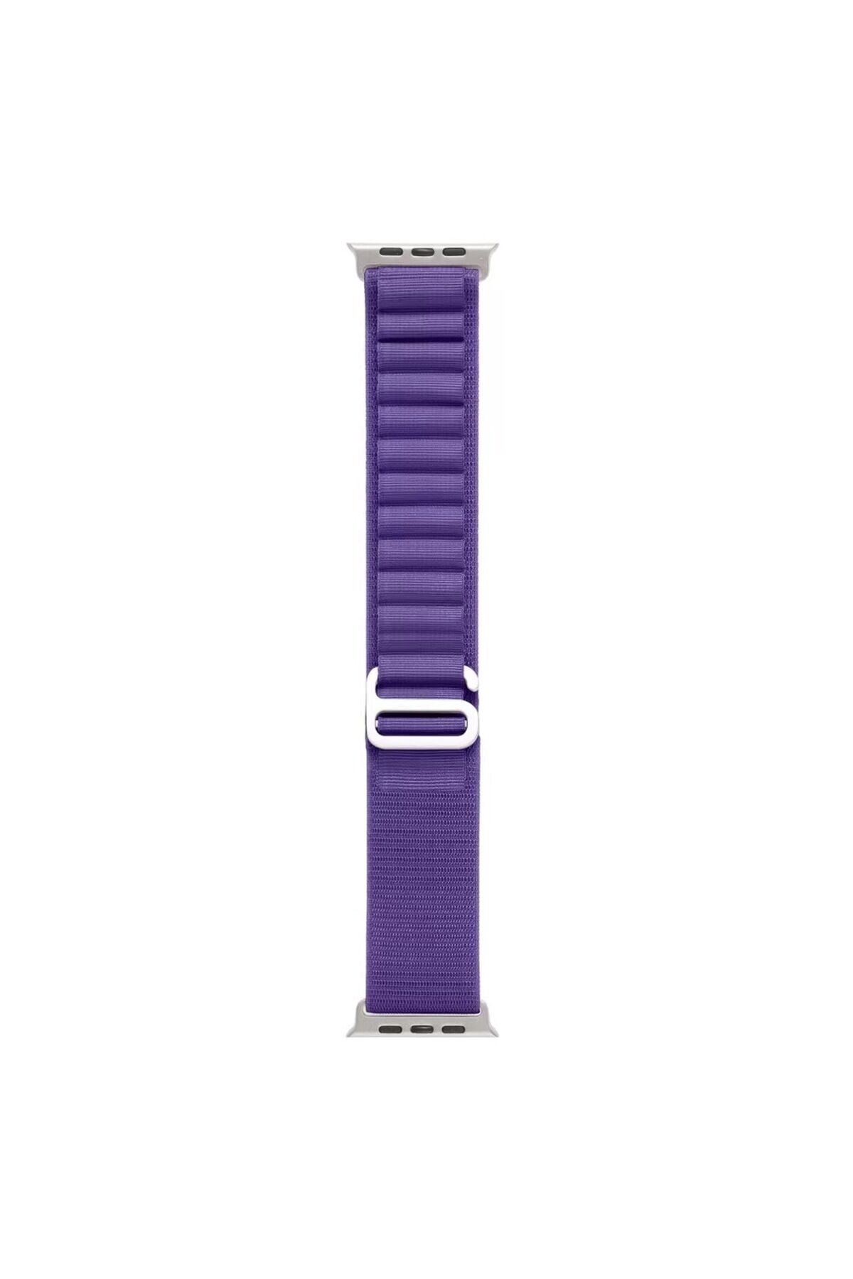 Watch Ultra 49mm Uyumlu KRD-74 Hasır BSAY Kordon-Siyah Mor