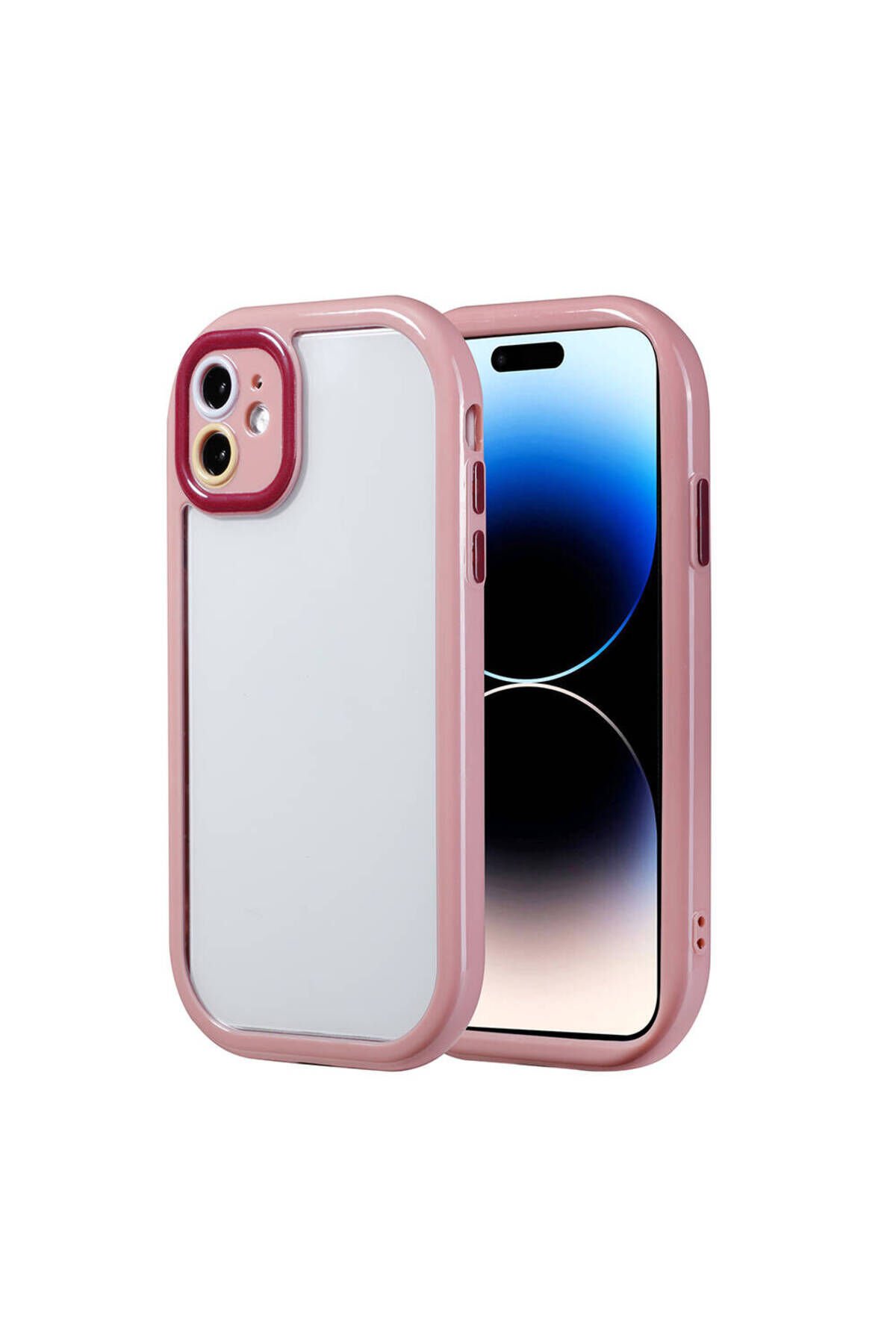 iPhone 11 Kılıf Kamera Korumalı Renkli Kenar ve Çerçeve Tasarımlı BSAY Vitamin Kapak-Derin Mor Mürdüm