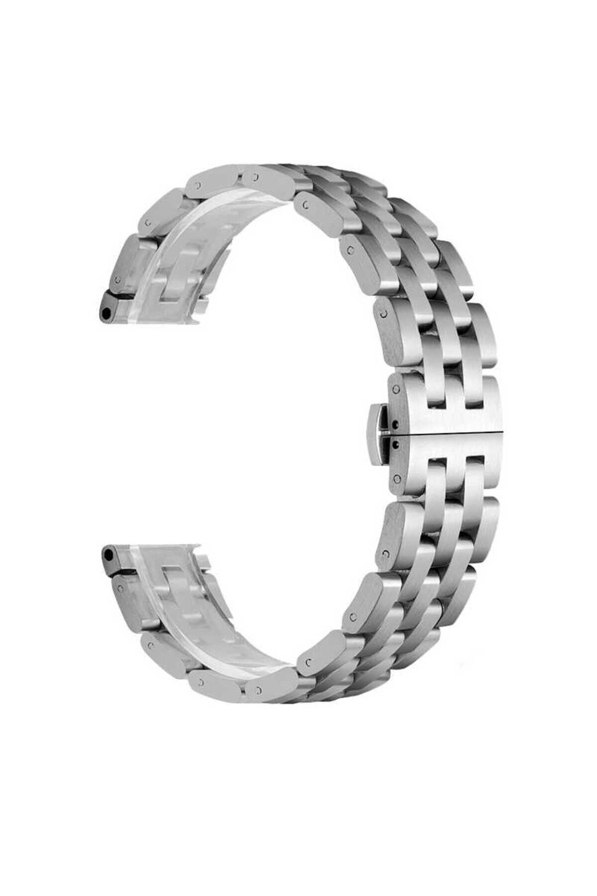 Gear S3 (22mm) Uyumlu KRD-20 Metal BSAY Kordon-Siyah Siyah