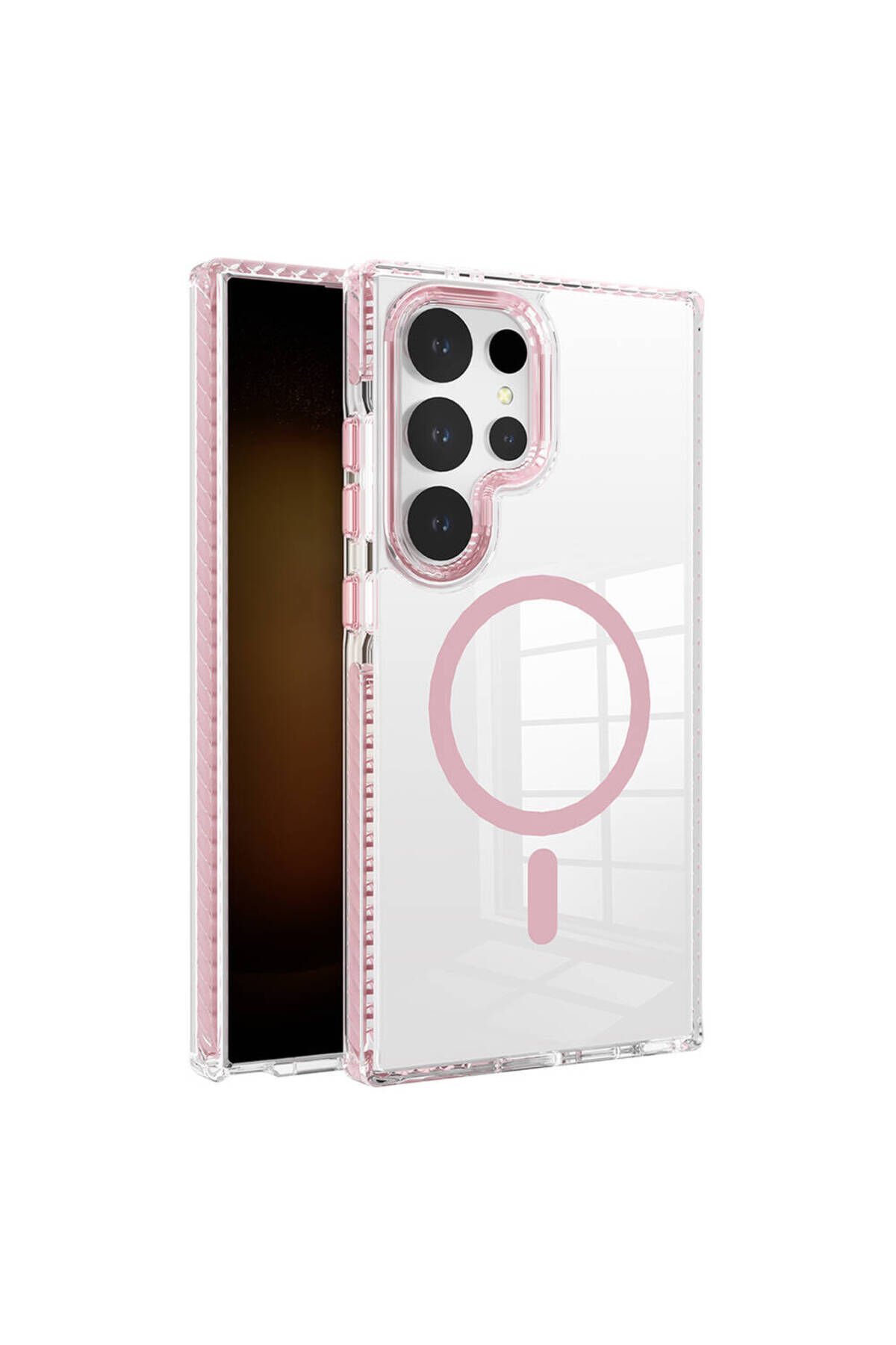 Galaxy S24 Ultra Kılıf Magsafe Şarj Özellikli Airbagli Takılabilir Askı Aparatlı ASMA Nana Kapak - P Pembe