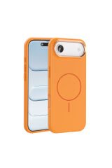 iPhone 17 Air Kılıf M-Safe Şarj Özellikli Metal Kamera Çerçeveli ZPRB Edi Silikon Kapak - Turuncu Turuncu