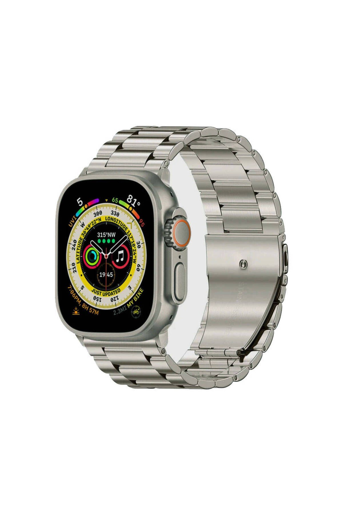 Watch Ultra 49mm Uyumlu KRD-93 Metal BSAY Kordon-Titanyum