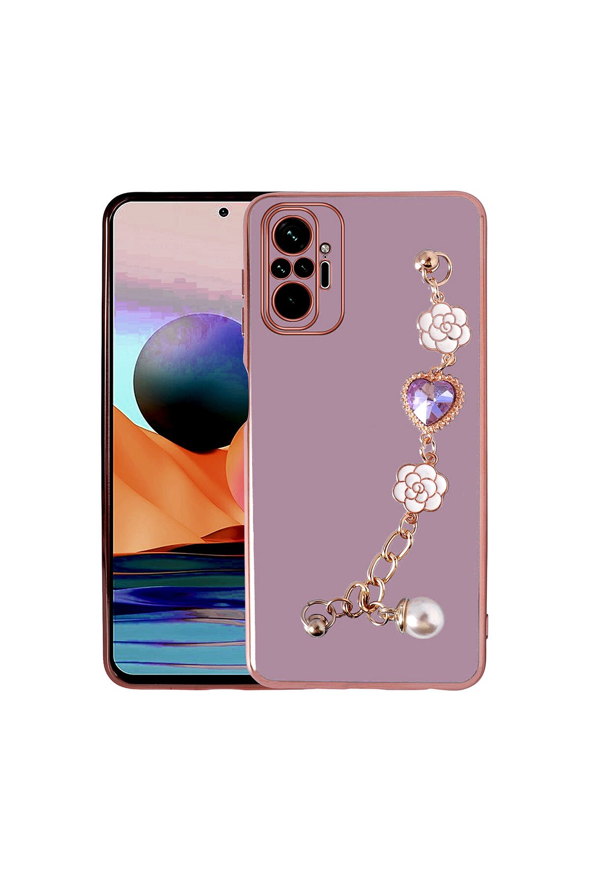 Redmi Note 10 Pro Kılıf El Tutamaçlı Kamera Korumalı BSAY Taka Silikon Kapak - Siyah Mor