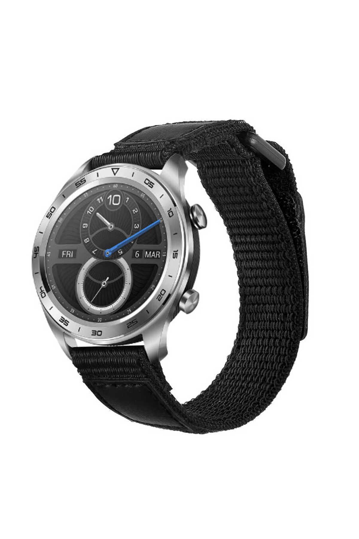 Gear S2 (20mm) Magic Nylon BSAY Kordon-Siyah Siyah