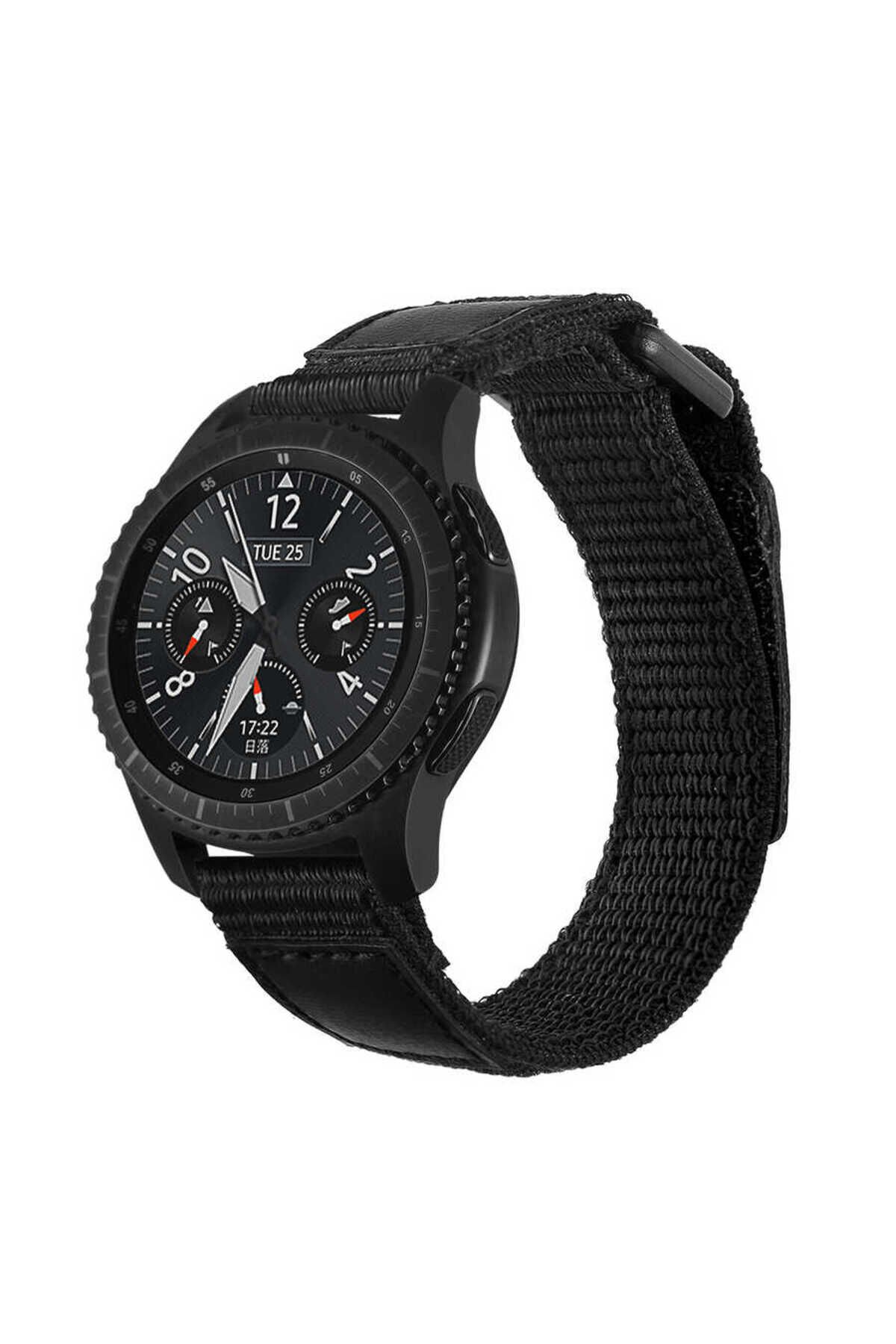 Gear S2 (20mm) Magic Nylon BSAY Kordon-Siyah Siyah