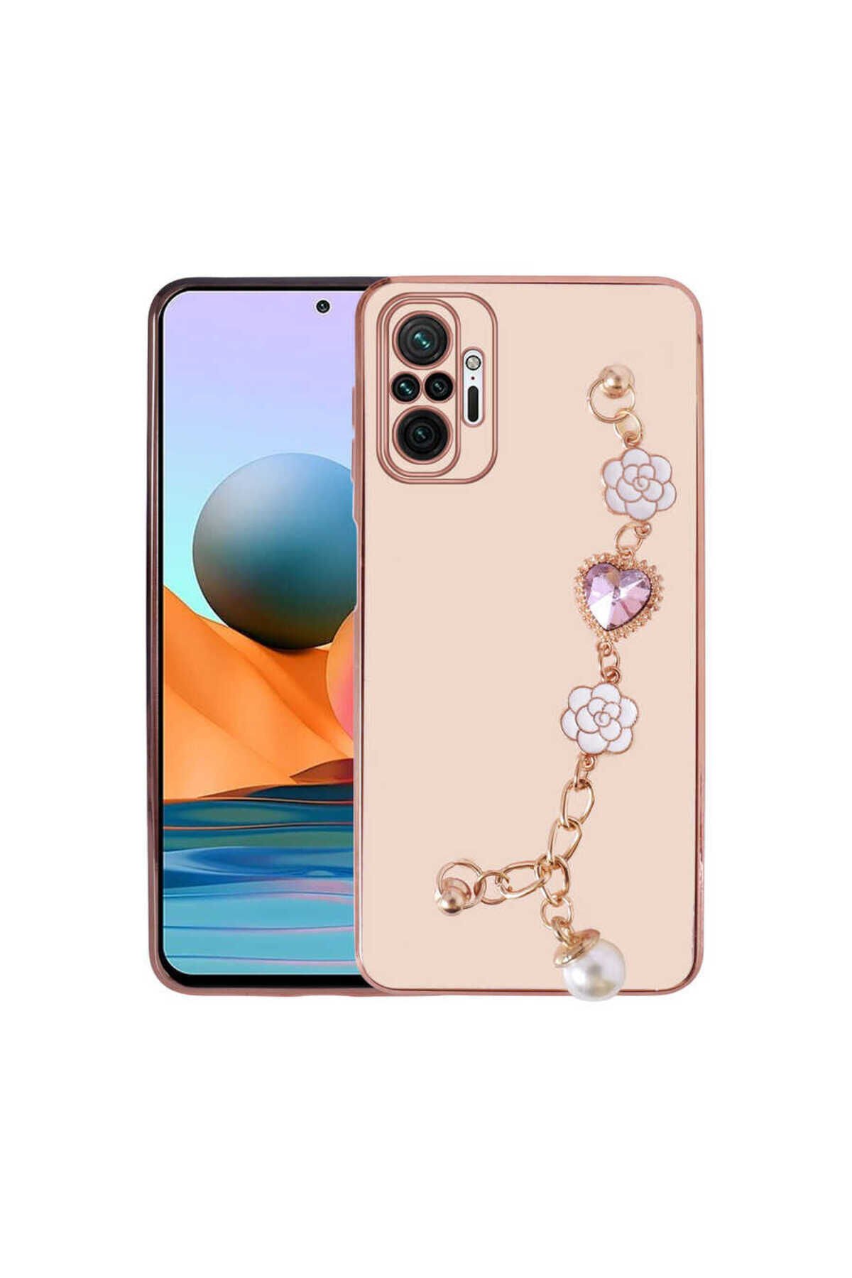 Redmi Note 10 Pro Kılıf El Tutamaçlı Kamera Korumalı BSAY Taka Silikon Kapak - Siyah Pembe