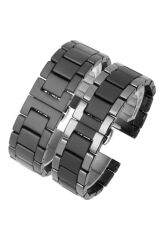 Galaxy Watch 42mm (20mm) Mat Seramik Metal BSAY Kordon-Parlak Siyah Siyah