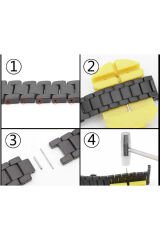 Galaxy Watch 42mm (20mm) Mat Seramik Metal BSAY Kordon-Parlak Siyah Siyah