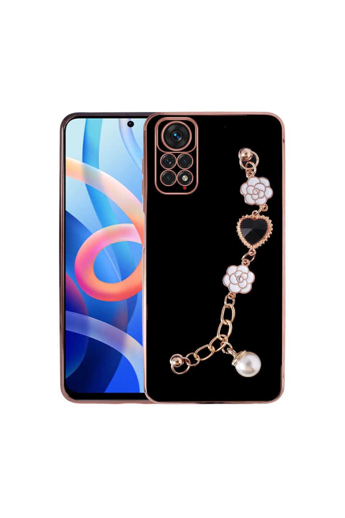 Redmi Note 11S Global Kılıf El Tutamaçlı Kamera Korumalı BSAY Taka Silikon Kapak - Siyah Siyah