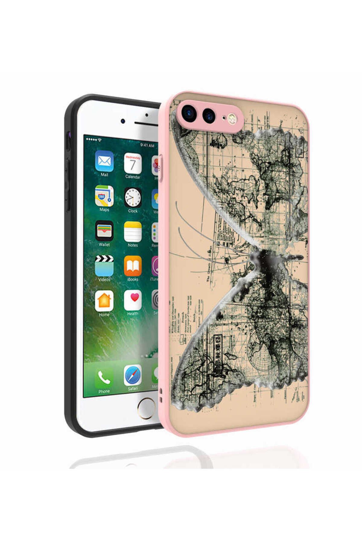 iPhone 8 Plus Kılıf Desenli Kamera Korumalı Parlak BSAY Nora Kapak - NO4