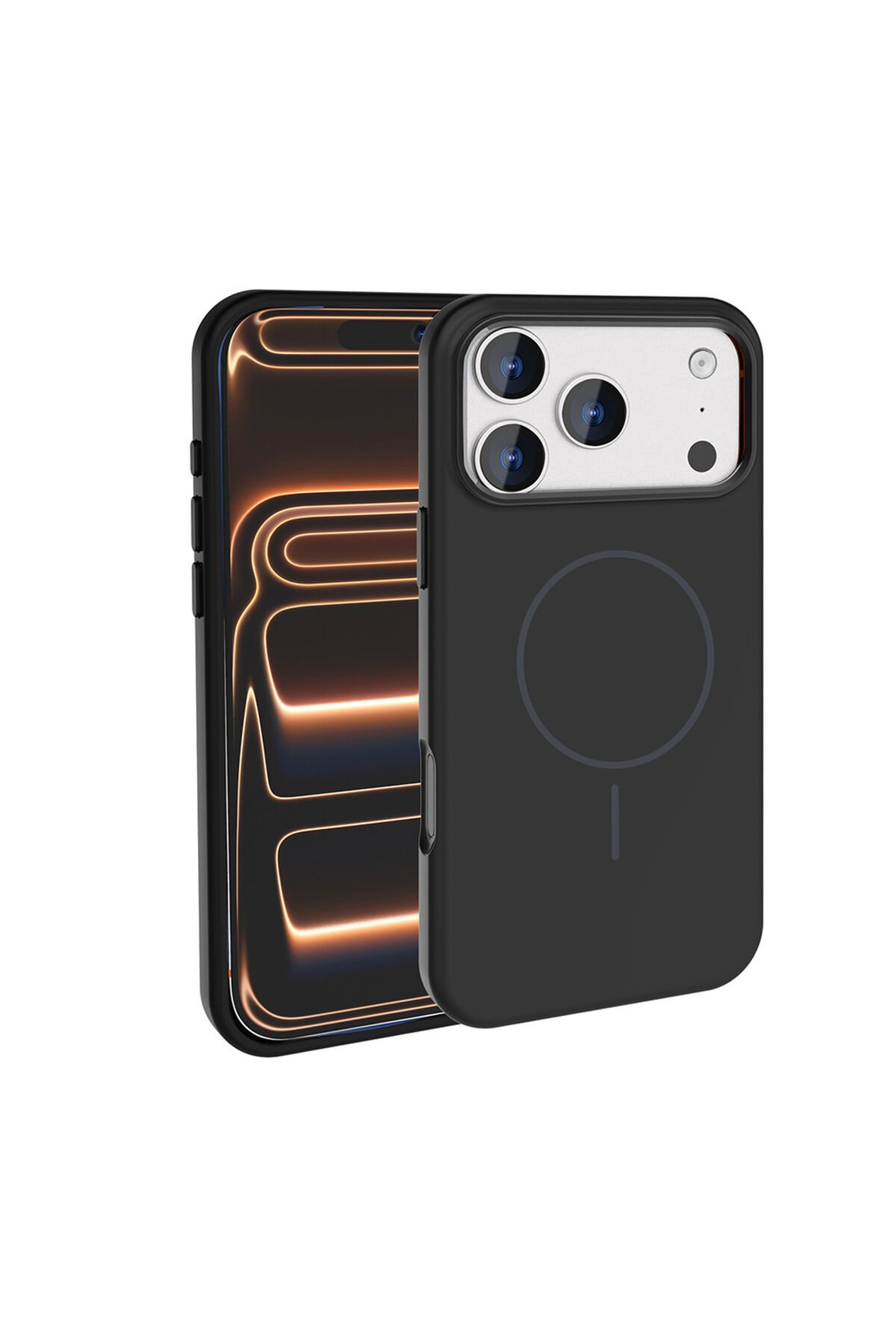 iPhone 17 Pro Kılıf M-Safe Şarj Özellikli Metal Kamera Çerçeveli TKDW Edi Silikon Kapak - Lacivert Lacivert