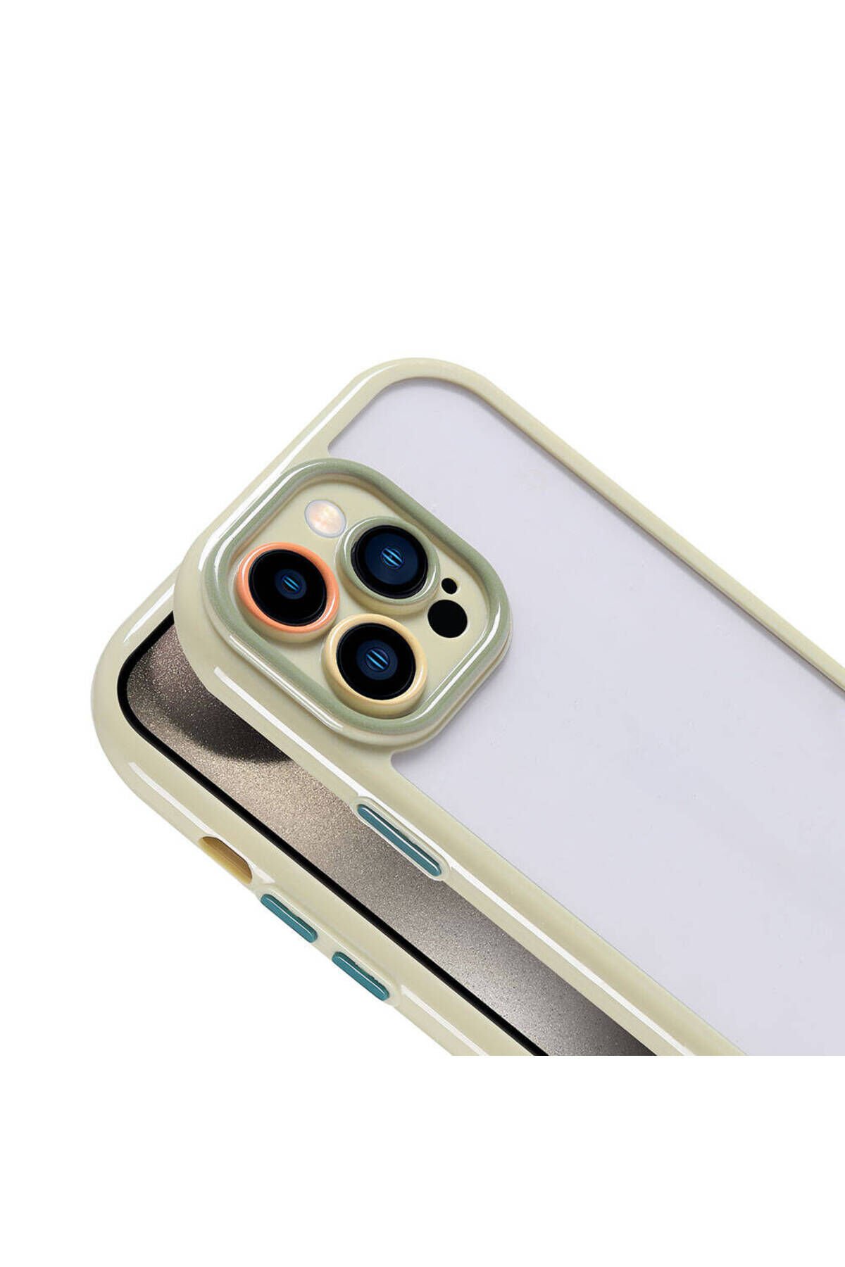 iPhone 15 Pro Kılıf Kamera Korumalı Renkli Kenar ve Çerçeve Tasarımlı BSAY Vitamin Kapak-Siyah Mürdüm