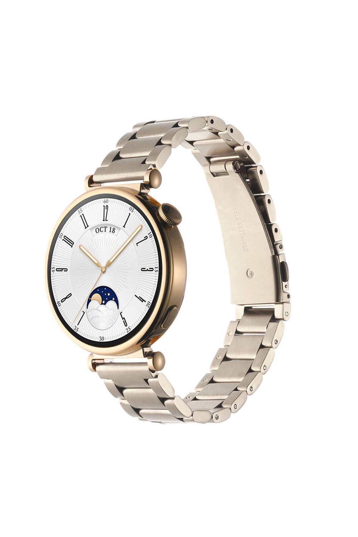 Huawei GT4 18mm Uyumlu KRD-04 Metal BSAY Kordon-Gümüş