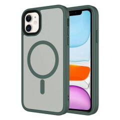 iPhone 11 Kılıf Mat Arka Yüzey Wireless Şarj Özellikli Zore Flet M-safe Kılıf Siyah