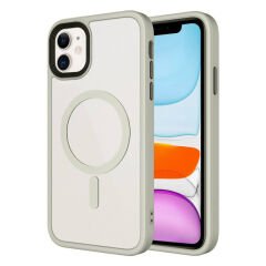 iPhone 11 Kılıf Mat Arka Yüzey Wireless Şarj Özellikli Zore Flet M-safe Kılıf Pembe