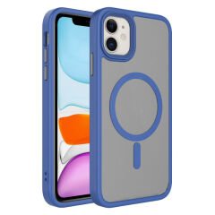 iPhone 11 Kılıf Mat Arka Yüzey Wireless Şarj Özellikli Zore Flet M-safe Kılıf Koyu Yeşil